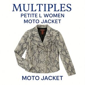 Multiples Moto Jacket Petite L Snakeskin Print Edgy Chic Statement Piece